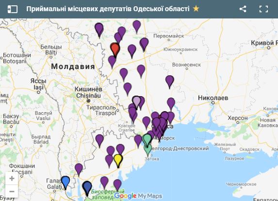 Для громадян запущено онлайн-мапи приймалень депутатів місцевих рад з 9-ти областей